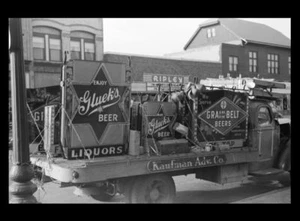 1940 Getreidegürtel Bierschild FOTO, LKW Werbetafel, Gluek's Bierbrauerei Werbung - Bild 1 von 2