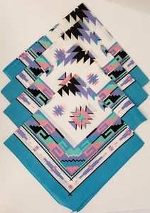 NEW Vintage Bandana Lot Of 4 USA Southwest Aztec Tribal Cowboy  Multicolored - Picture 1 of 7
