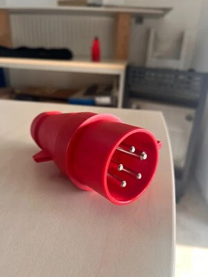 NO NAME CEE Stecker 16A - 6H Steckverbinder mit Phasenwender 5-polig Starkstrom rot