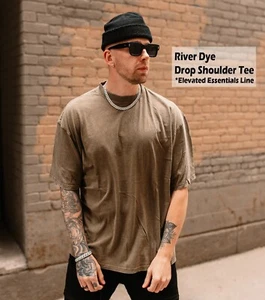 Camiseta para hombre River Wash Drop Hombro Calce Relajado Para hombre Premium Suave Algodón - Imagen 1 de 8