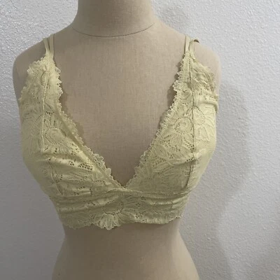 Aerie Sunflower Lace Padded Plunge Bralette Yellow Size Large - Image 1 of 4