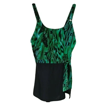 Jaclyn Smith Traje de baño de una pieza Vestido de baño Mujer Talla 10 Verde Negro Sujetador acolchado  Foto 1 de 4