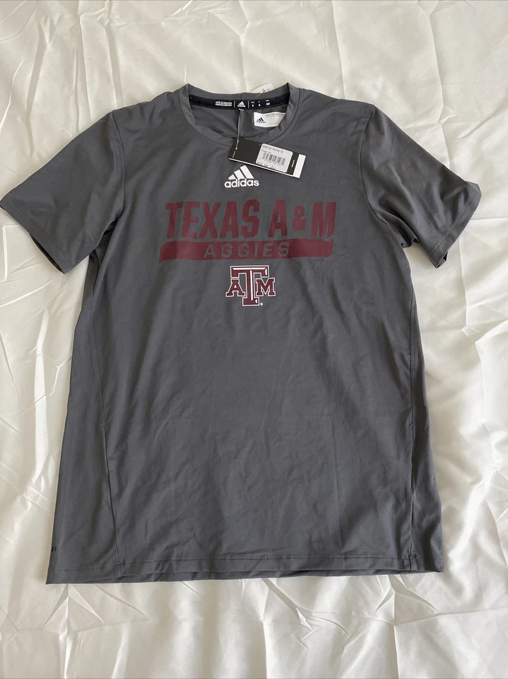 Texas A&M Aggies Mens Adidas Aeroready Training Shirt Gray Medium