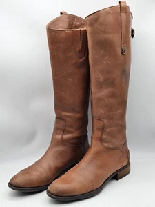 Sam Edelman Boots Womens 9.5 Penny Tall Knee High Riding Brown Leather Zip Heels - Picture 1 of 15