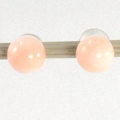 14kt White Gold 6-6.5mm Angel Skin Coral Bead Stud Earrings - Image 1 of 4