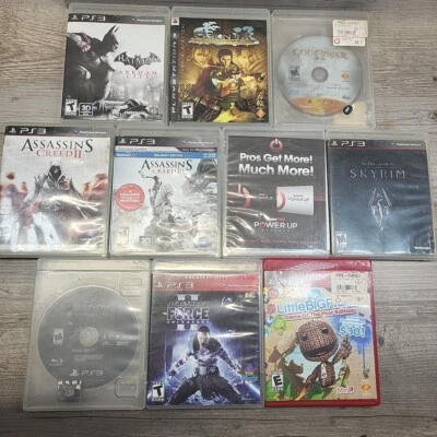 PS3 10 Game Action Bundle Assassin's Creed, Skyrim, Batman, God Of War, Mordor - Image 1 of 4