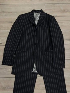 Traje de dos piezas para hombre EDE & RAVENSCROFT lana virgen gris rayas blanco C-38L W-32L - Imagen 1 de 20