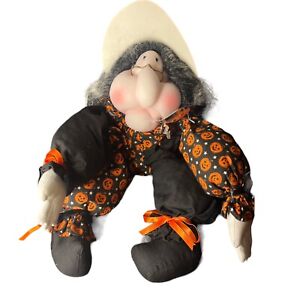 1992 Halloween Witch Shelf Sitter Black and Orange Pumpkin Outfit New With Tag