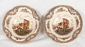 [Set of 2] Johnson Bros Rim Cereal Bowls ‘Old British Castles’ Brown Multi 6.25" - Picture 1 of 5