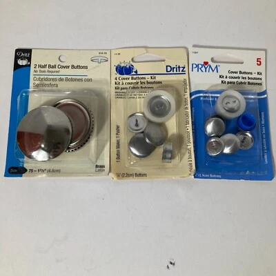 Dritz Prym 3 Cover Button Kits Half Ball 1 7/8", 7/8", 3/4" - Image 1 of 4