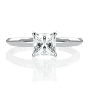 Damen-Verlobungsring 0,60 ct Princess-Schliff Diamant 14 K Weißgold H/SI2 - Bild 1 von 5
