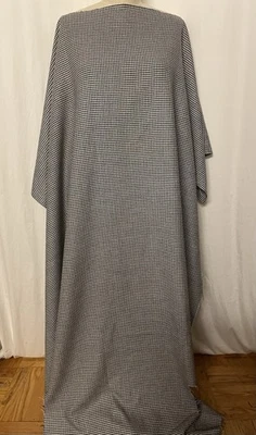 Classic Black White Micro Houndstooth Wool Cotton Blend Fabric 1 Yd 12" L 50" W - Image 1 of 4