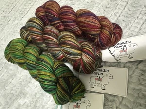 3 Skeins Hand Dyed Self Striping Merino Wool Yak Sock Yarn Lot - Picture 1 of 5