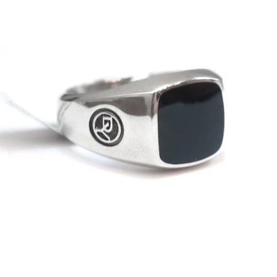 DAVID YURMAN New Men's Streamline 14mm Black Onyx & Sterling Silver Ring Size 12 - Image 1 of 4