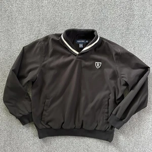 Polo Golf Ralph Lauren Jacket Mens Medium Black V-Neck Pullover Windbreaker - Picture 1 of 11