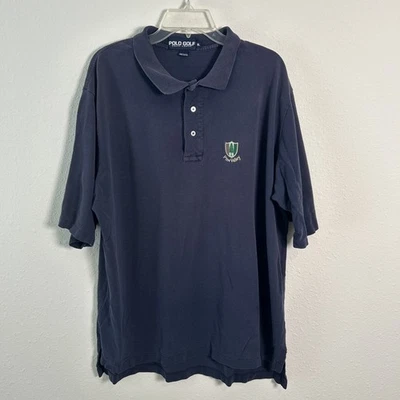 Polo Ralph Lauren Golf Raro Años 90 Hecho en EE. UU. Para Hombre XL Pine Valley Polo Azul Marino Foto 1 de 4
