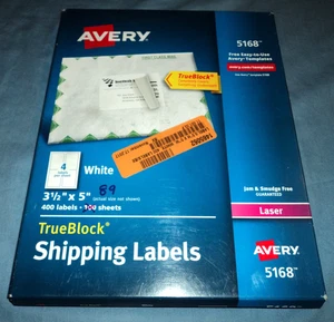 Avery Shipping Labels with TrueBlock Techn Laser 3-1/2x5 White 356 labels #5168 - Picture 1 of 2