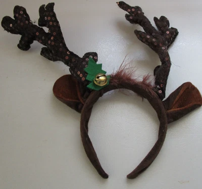 Diadema de orejas de reno de Navidad con campana y lentejuelas súper linda para mujeres o jóvenes Foto 1 de 4