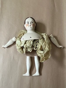 ANTIQUE LARGE PAINTED PORCELAIN DOLL HEAD AND SHOULDERS DATED 1961 - Picture 1 of 10