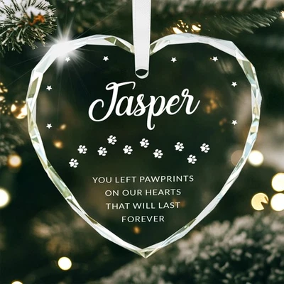 Personalised Christmas Pet Dog Memorial Crystal Tree Decoration With Gift Bag - Image 1 of 4