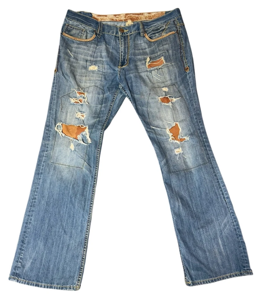 Antik Denim Men’s Jeans Western Destructed Straight Cut Blue Y2K BOHO Size 38x32 - Image 1 of 4
