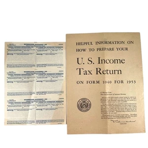 1953 Sammlerstück USA Einkommensteuererklärung Anleitung Broschüre IRS Ephemera - Bild 1 von 3