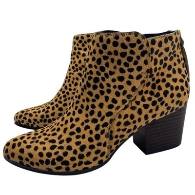 Sole Society Womens Shoes River Boots Sz 7 Animal Print Fur Ankle Heeled Chic - Image 1 of 4