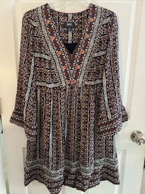 Maeve by Anthropologie Naomi Embroidered Tunic Dress Pockets Boho Bohemian Small - Image 1 of 4