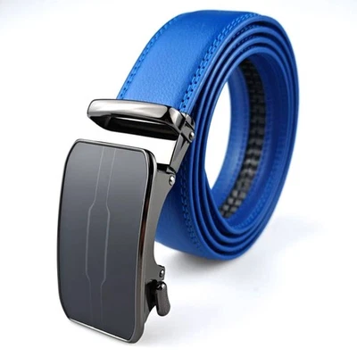 Cinturones de trinquete de cuero genuino para hombre con hebilla automática ajustable Foto 1 de 4