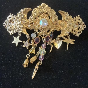 Kirks Folly Gold Celestial Heavens Moon Fairy Hair Clip Barrette Gold-Tone - Picture 1 of 4
