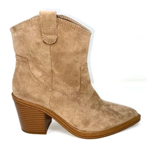TOP MODA Western Ankle Booties Stitched Cowboy Women's Boots Taupe Size 6.5 - Picture 1 of 5