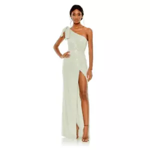 MAC DUGGAL PEARL EMBELLISHED SOFT TIE ONE SHOULDER GOWN Size 4 - Picture 1 of 10