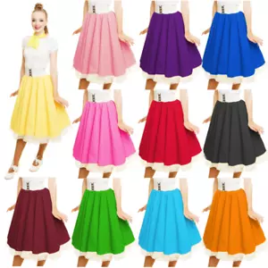 Ladies GREASE SANDY SKIRT Child Plain1950s Costume Circle Skirt Rock and Roll UK - Picture 1 of 21