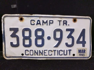 1x single Connecticut Camp Trailer CT License Plate 388-934 Vintage 1985 VIN/EXP - Picture 1 of 2