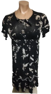 Poof NY Women Dress Lightweight Pullover Knot Front Ruffle Hem Black P 1X#LTCH - Picture 1 of 5