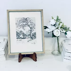 Vintage gerahmte Hans Figura Radierung Farbe St. Anton Alpen Winter Schnee Landschaft signiert - Bild 1 von 7