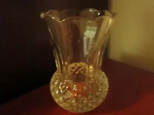 CRYSTAL GLASS VASE DIAMOND CUT, HEAVY CLEAR GLASS - Picture 1 of 8