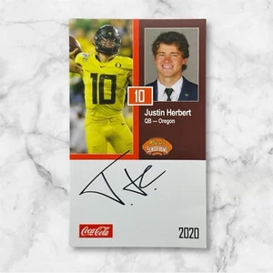 JUSTIN HERBERT Signed Autographed  2020 Senior Bowl Rookie Card Chargers  - Picture 1 of 1