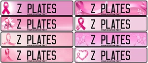 Breast Cancer Awareness Custom Euro Style License Plate (Left Design) - Picture 1 of 19
