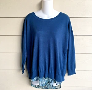 New Directions türkisfarbener Pullover Bluse Kombination Rückenschlitz Viskose-Mischung neu mit Etikett Damen Small - Bild 1 von 3