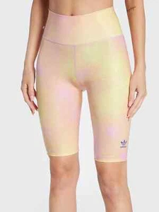 adidas Originals Womens Biker Tight Shorts - Yellow/Pink - Picture 1 of 4