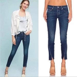AMO Women’s Twist Low Rise Skinny Split Ankle Crop Jeans 29 True Blue Stretch - Picture 1 of 16