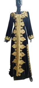 Black zari work stones & beads embellish georgette islamic style arabian maxi - Picture 1 of 2
