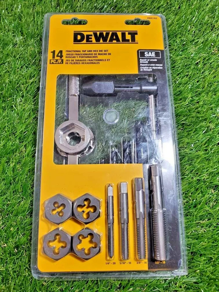 DEWALT 14 PC Fractional Tap and Hex Die Set DWA1452