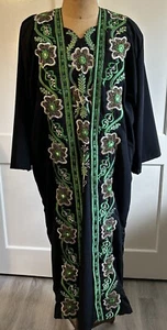VTG 70's Philippa Floral Embroidered 2 Piece Caftan Dress/Coat -Maude Findlay - Picture 1 of 13