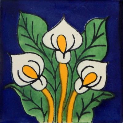 Mexican Tile Folk Art Handmade Talavera Backsplash Handpainted Mosaic # C083 - Image 1 of 2