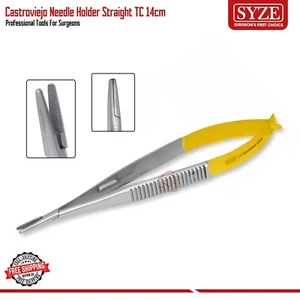 Soporte de aguja Castroviejo TC 14 cm pinzas de sutura recta instrumentos quirúrgicos - Imagen 1 de 3