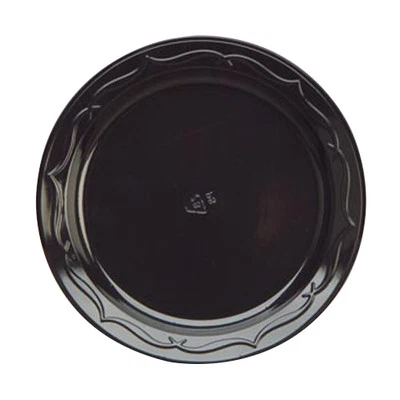 Placa redonda de impacto Pactiv Meadoware negra, 6" de diámetro, poliestireno | 1000/estuche Foto 1 de 2