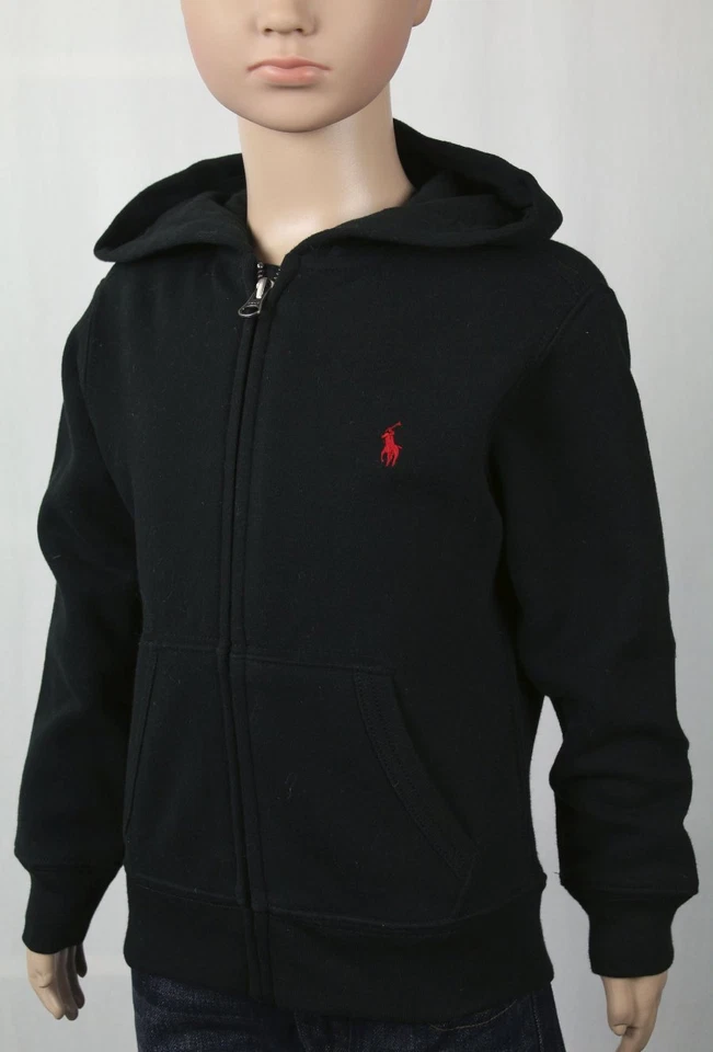 POLO Ralph Lauren Niños Sudadera con Capucha Negra Poni Rojo Nueva con Etiquetas Foto 1 de 1