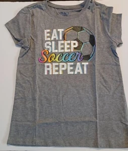 GIRLS EAT SLEEP SOCCER SHIRT SIZE 8 - Picture 1 of 1